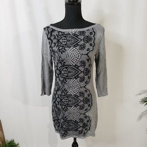 WHBM  GRAY BOATNECK SWEATER TUNIC - SIZE SMALL
